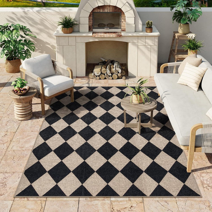 Stylish Diamond Pattern Outdoor Area Rug Bowlift