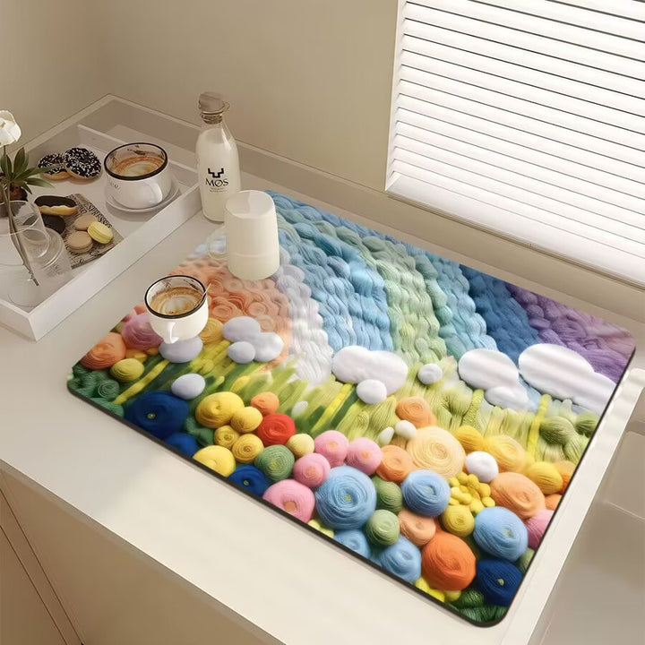 Floral-Themed Kitchen Mat Bowlift