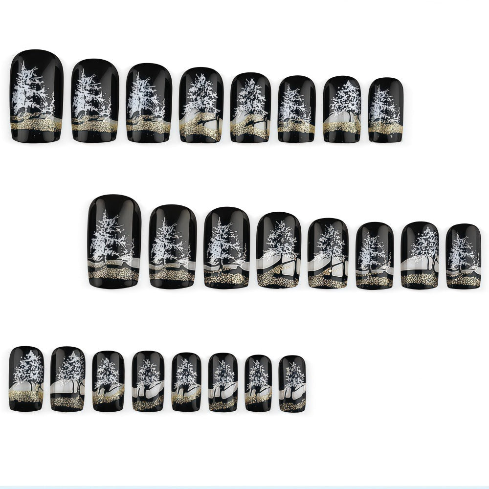 Artificial nails in elegant winter forest design Bowlift