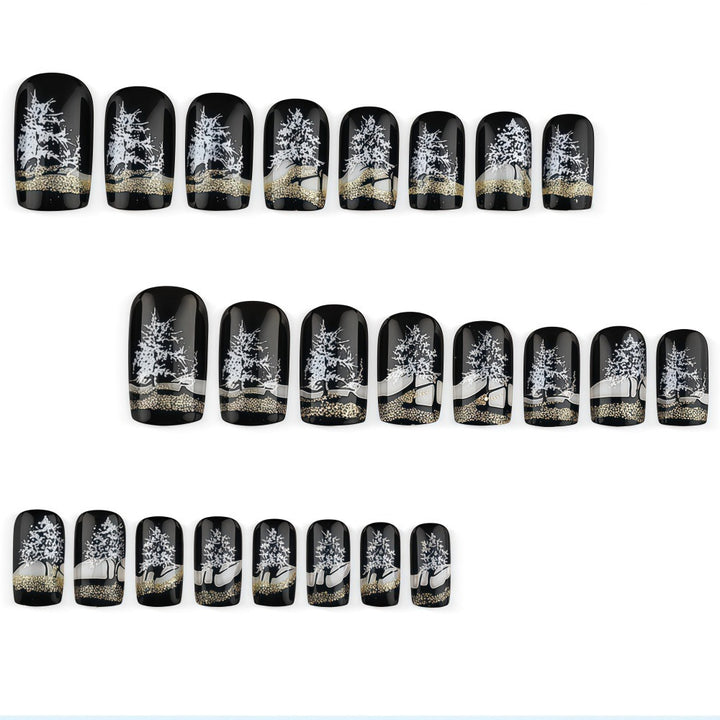 Artificial nails in elegant winter forest design Bowlift