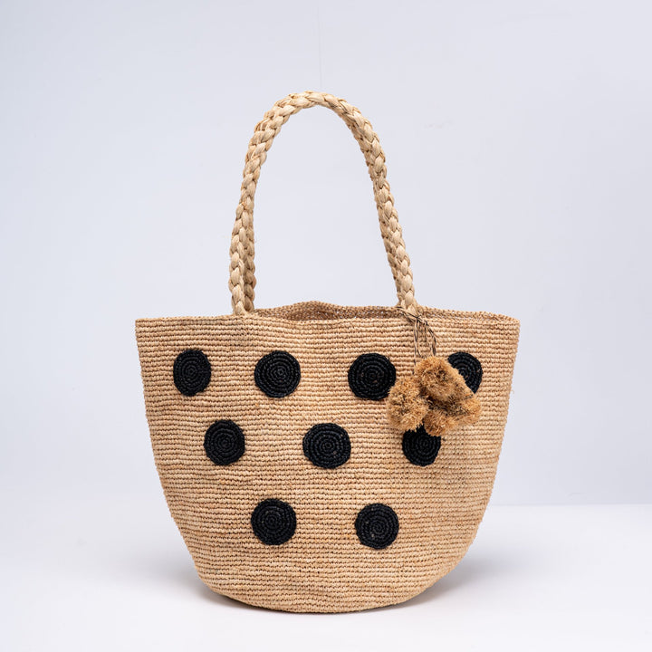 Braided beach bag with decorative 3D dot pattern Bowlift