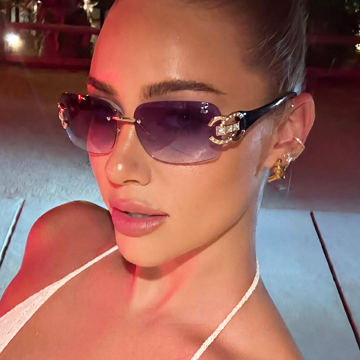 Women's fashionable sunglasses with luxurious geometric frame and protective UV filter Bowlift