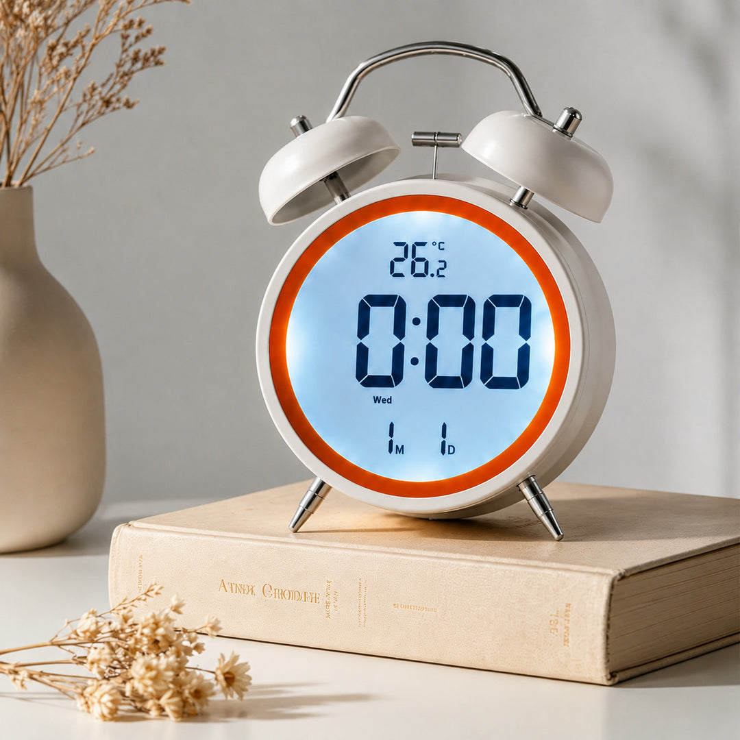 Digital Alarm Clock with Retro Design Bowlift