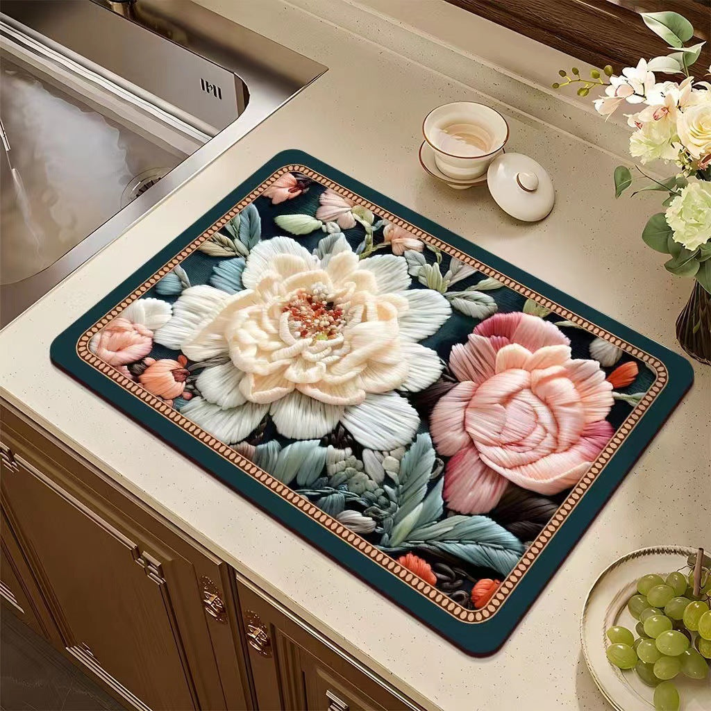 Floral Pattern Kitchen Mat Bowlift