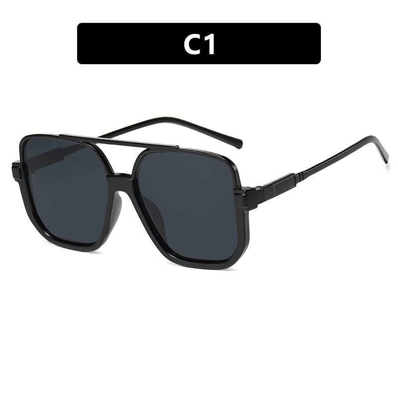Women's square sunglasses with transparent frame and green tinted lenses Bowlift