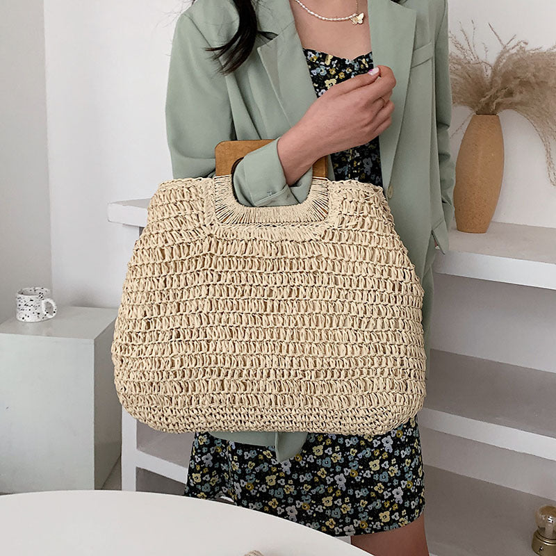 Handmade tote bag with wooden handle Bowlift