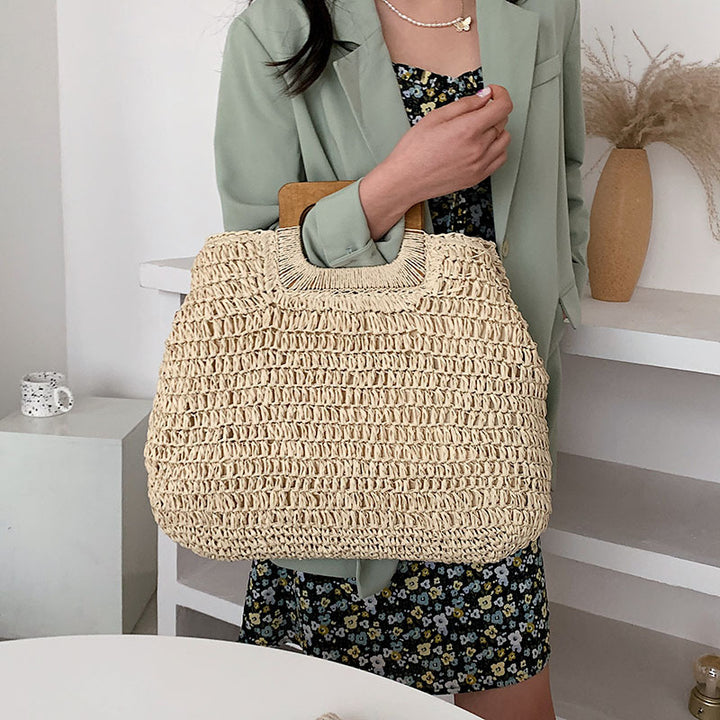 Handmade tote bag with wooden handle Bowlift