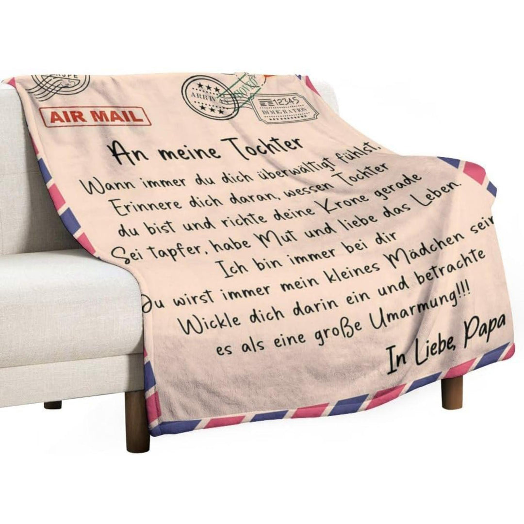Sentimental Printed Fleece Throw Blanket Letter-To-Daughter Airmail Design