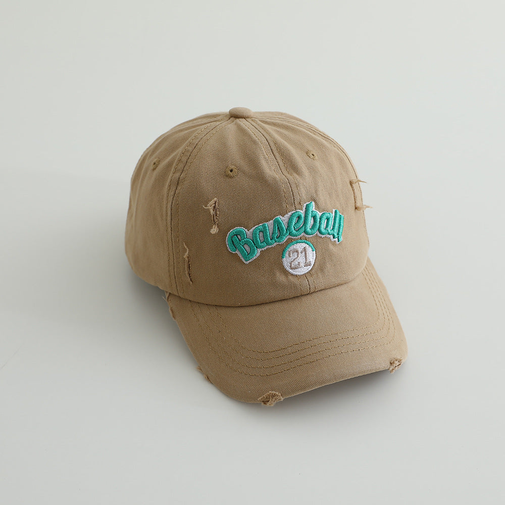 Men's Distressed Cotton Baseball Cap Bowlift