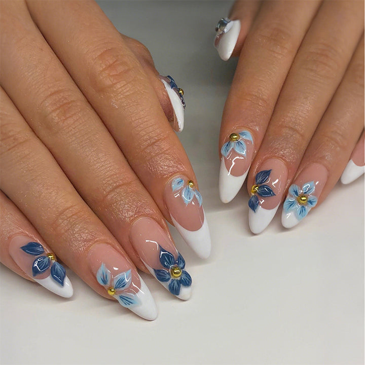 Floral-Embellished Stiletto Press-On Nails Bowlift