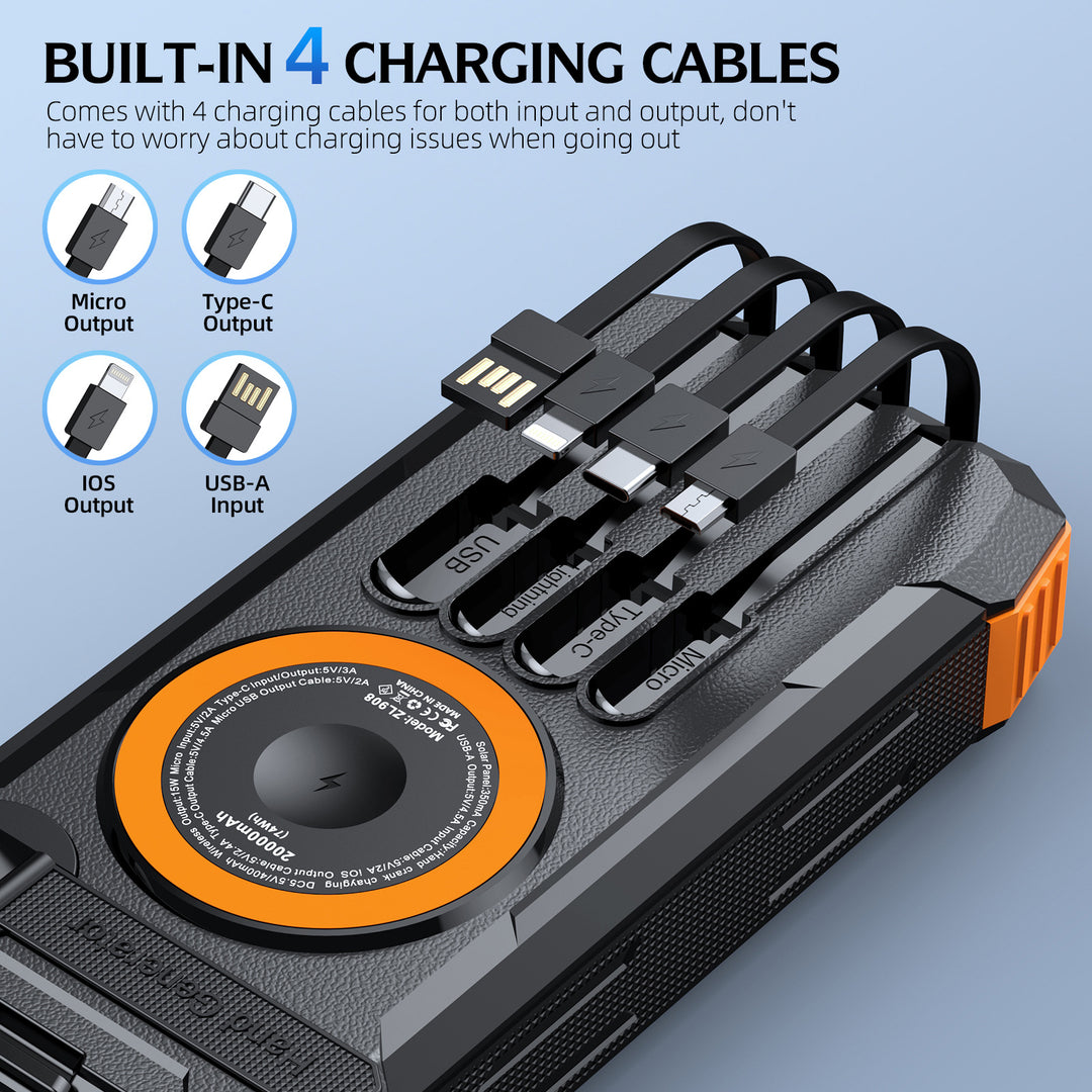 Outdoor Powerbank with solar charging function and integrated LED lamp Bowlift