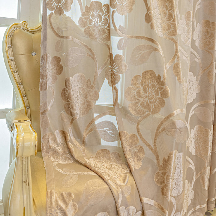 WoFloral Sheer Curtain Panel Bowlift