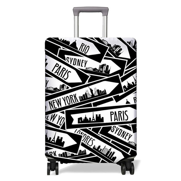 Unisex nan elastic Suitcase Cover with urban Doodle pattern, zipper and all-round protection for 4-wheel trolleys Bowlift