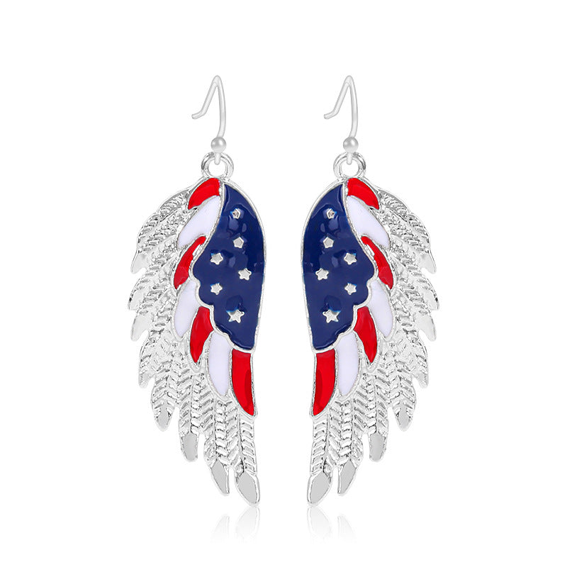 Women's lightweight star earrings with enamel flag design and fishhook Bowlift
