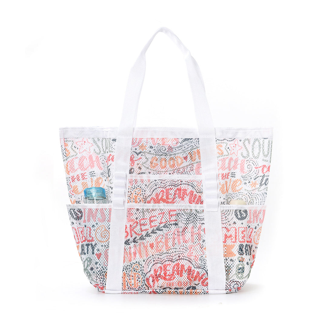 Mesh Beach Bag with Colorful Design Bowlift