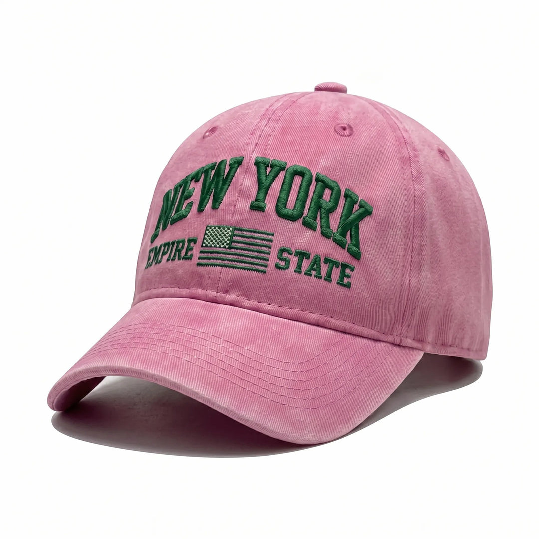 Ladies fashionable cap with embroidered New York motif Bowlift