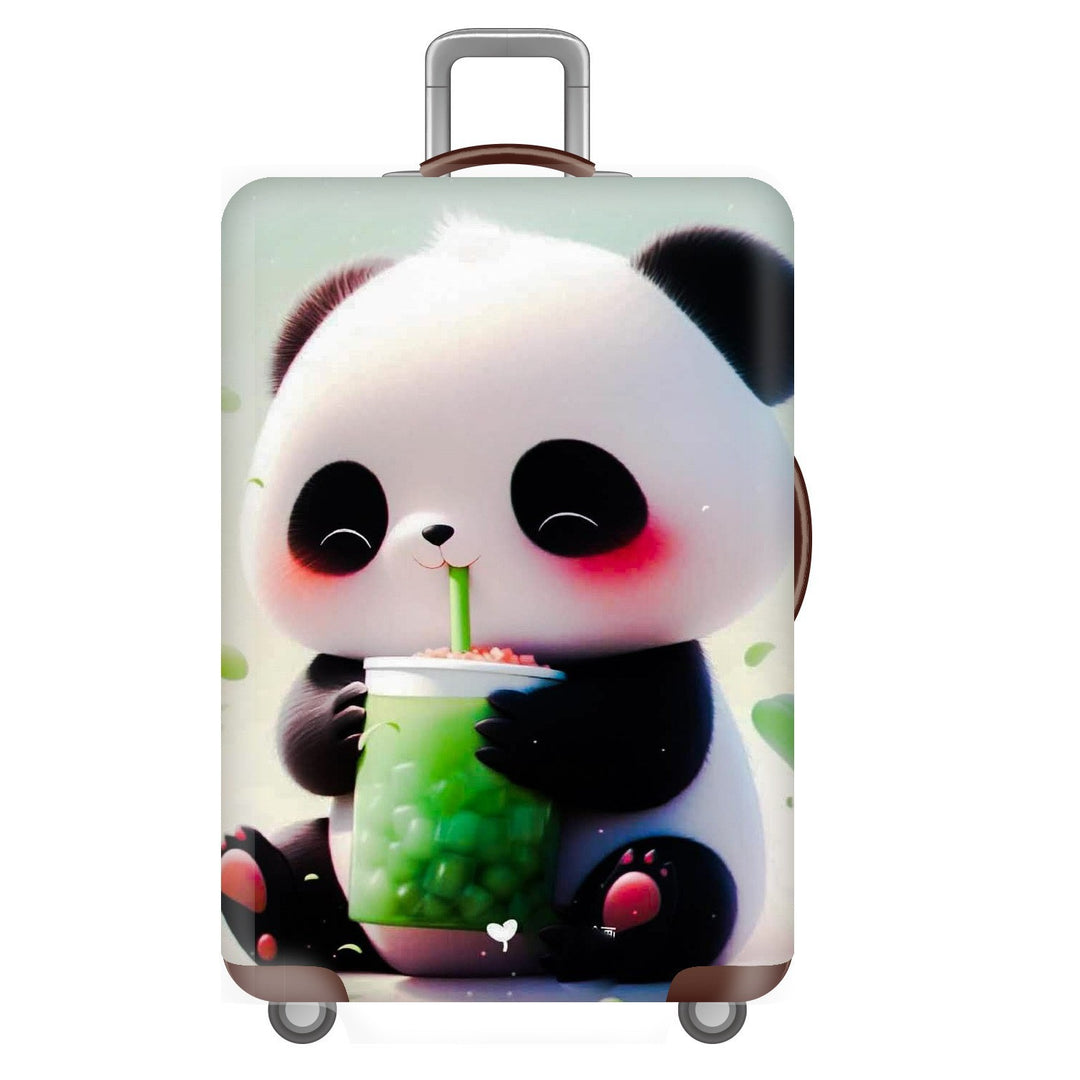 Unisex non-elastic suitcase cover for hard shell trolley with cute panda design, stretch protective cover with handle and wheel openings Bowlift