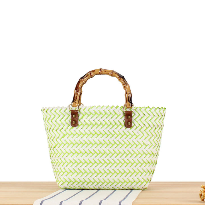 Braided handbag with high-quality bamboo handle Bowlift
