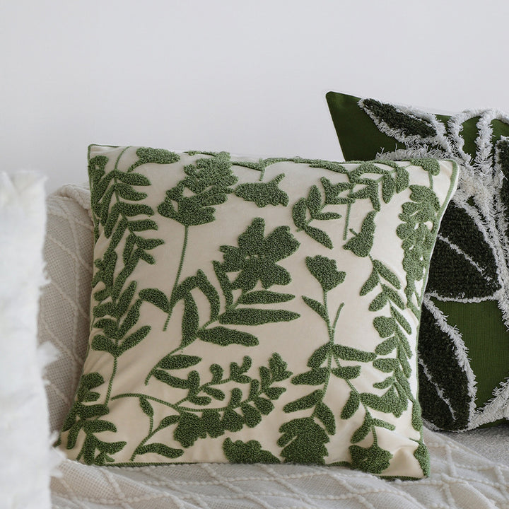 Decorative cushion made of cotton-linen with floral chenille tufting and concealed zipper Bowlift