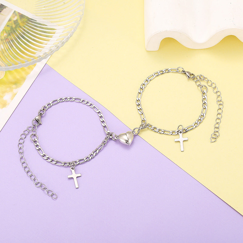 Versatile bracelet with cross and heart pendants Bowlift