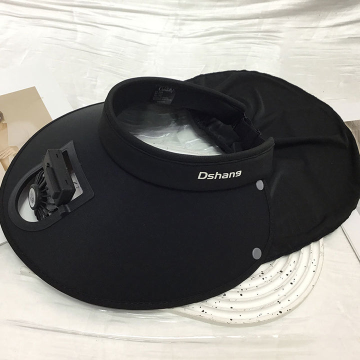 Large UV Protection Sun Visor with Removable Mini Fan and Folding Neck Protection Bowlift