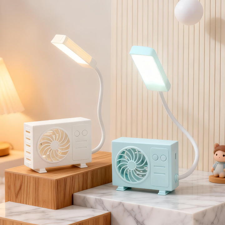 Ladies multifunctional table lamp with integrated fan and USB charging ports Bowlift