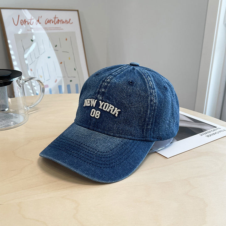 Men's Distressed Denim Baseball Cap Bowlift