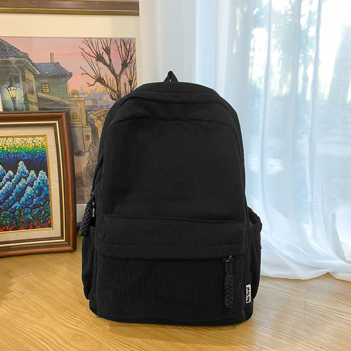 Corduroy Textured Backpack Bowlift