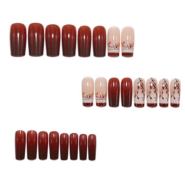 Artificial nails with elegant floral design and elegant gradient colors Bowlift