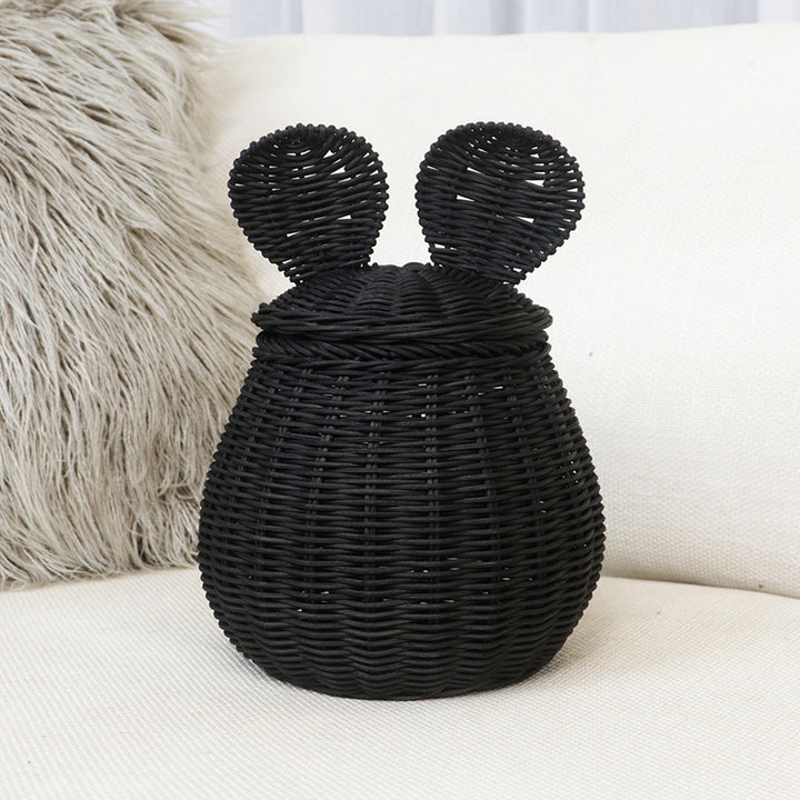 Decorative Woven Storage Basket with Lid Bowlift
