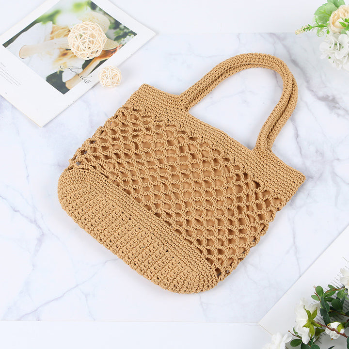Hand-knotted tote bag with modern mesh design Bowlift