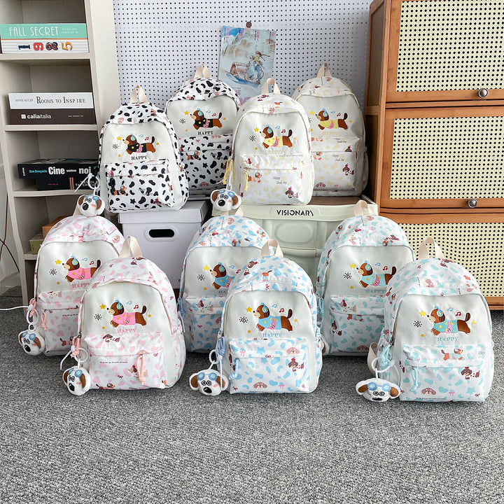 Backpack with Cheerful Dog Design and Multifunctional Compartment Layout Bowlift