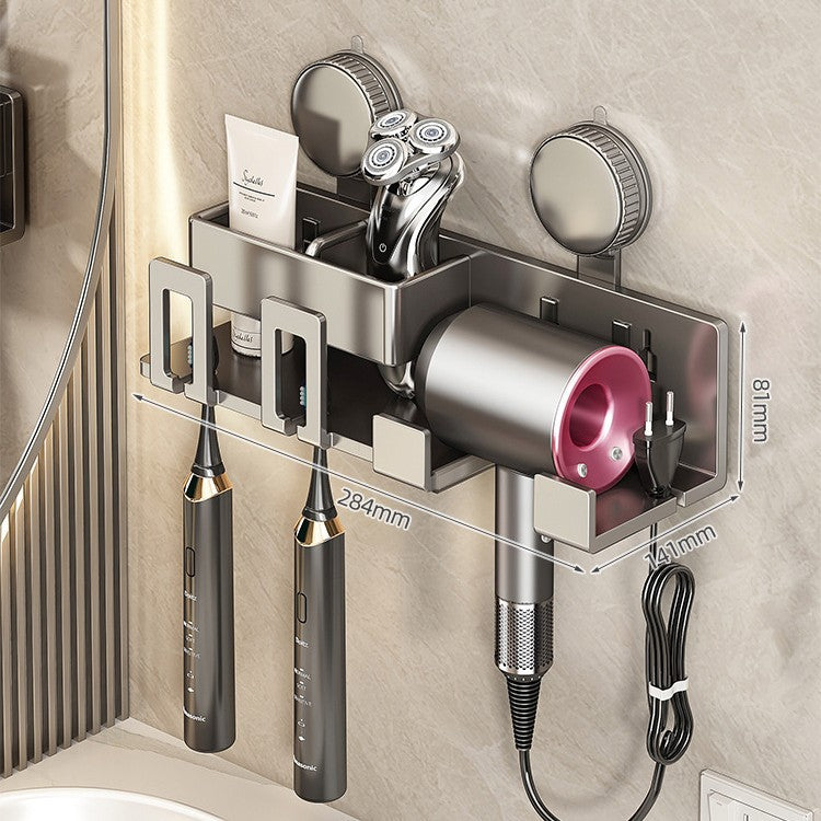 Wall-Mounted Hair Tool Organizer with Storage Compartment Bowlift