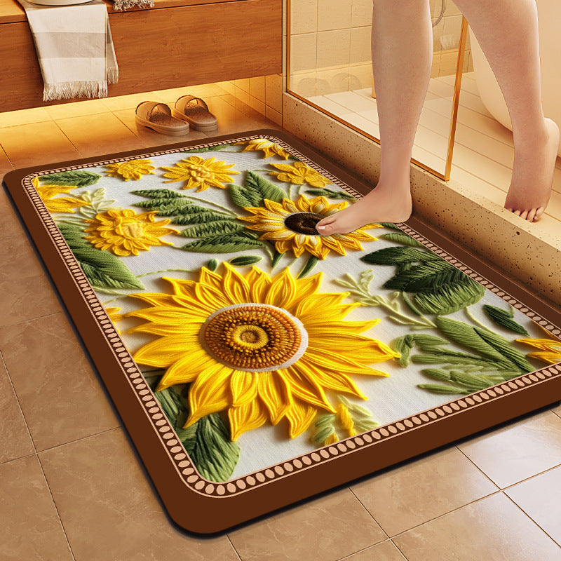 Floral Patterned Soft Bath Mat Bowlift
