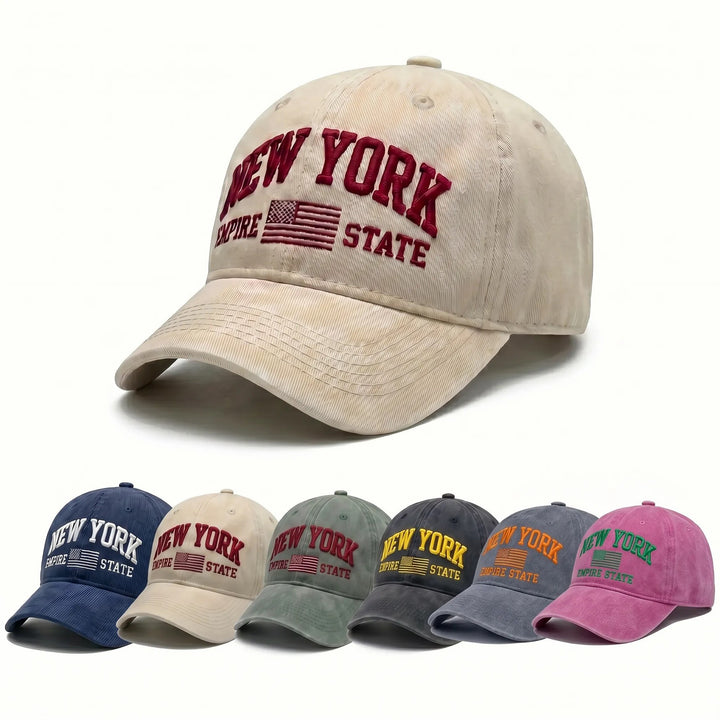 Ladies fashionable cap with embroidered New York motif Bowlift