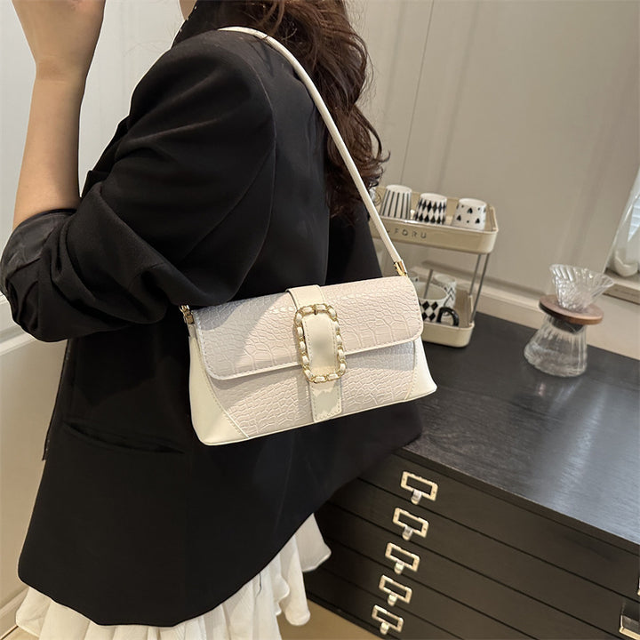 Crocodile Patterned Chain Strap Handbag Bowlift