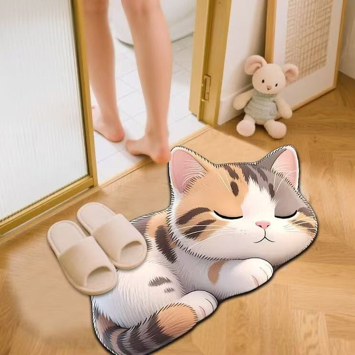 Cat-Themed Memory Foam Bath Mat Bowlift