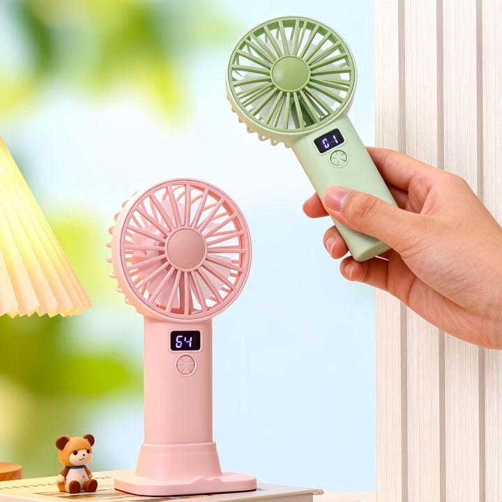 Women's portable fan with digital display and high-speed function Bowlift