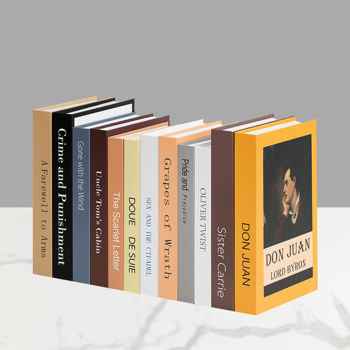 Decorative faux book storage box set for bookshelf styling Bowlift