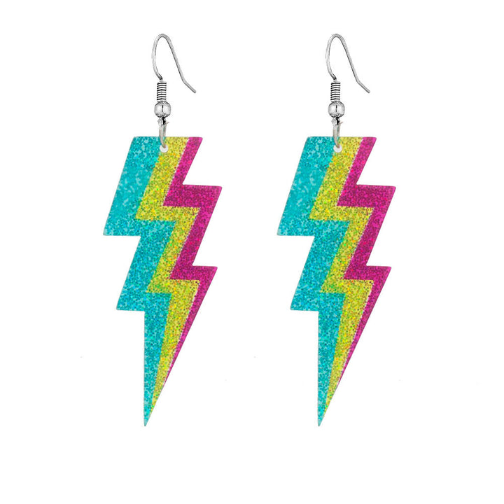 Glittery Lightning Bolt Dangle Earrings Bowlift