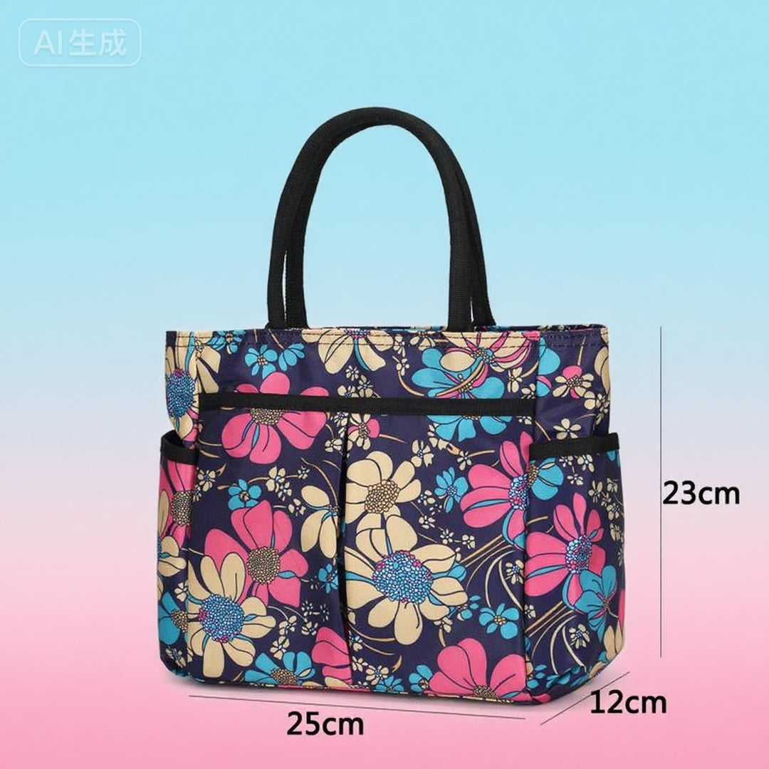Floral Print Multi-Pocket Tote Bag Bowlift