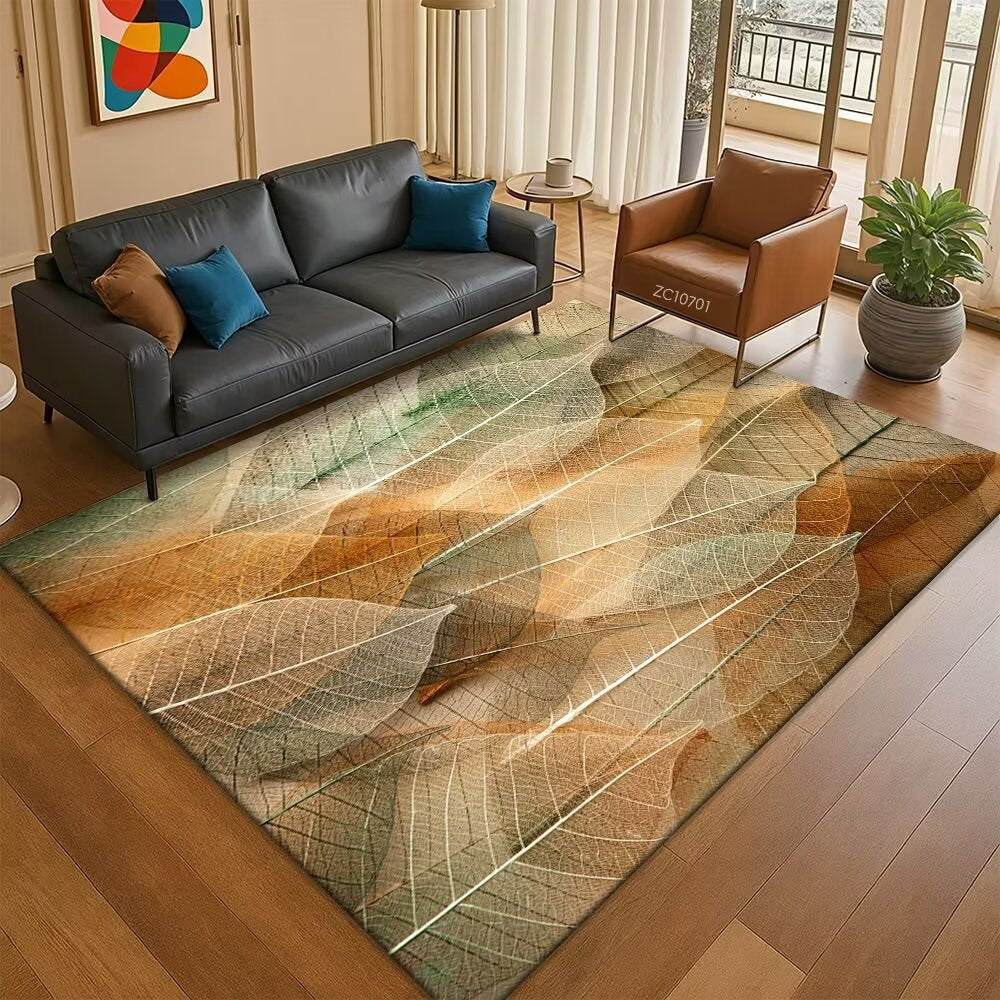 Leaf-Patterned Area Rug Bowlift