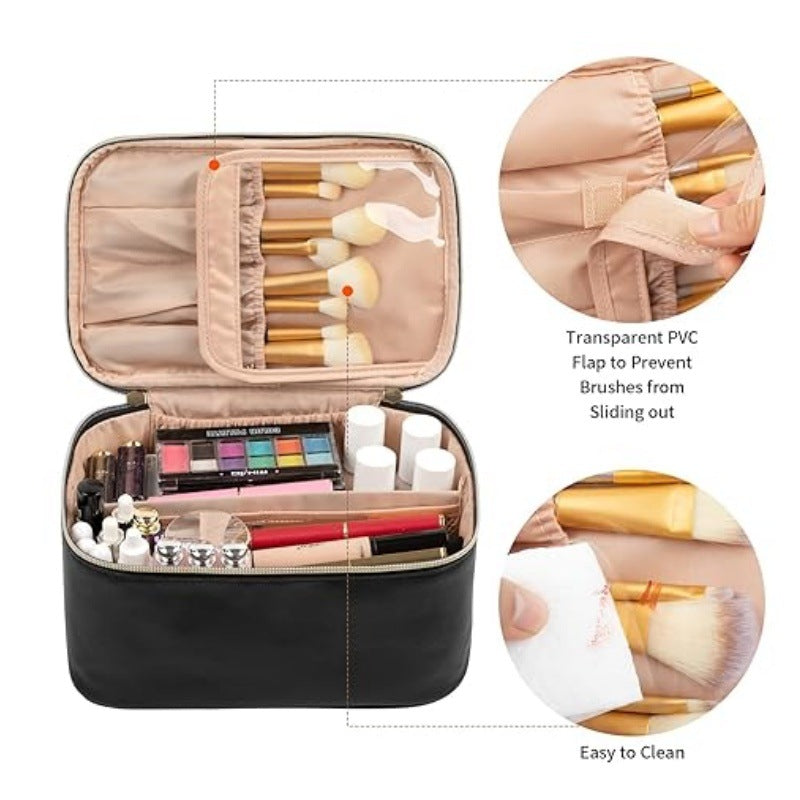 Cosmetic Organizer Bag with Structured Design and Versatile Compartments Bowlift