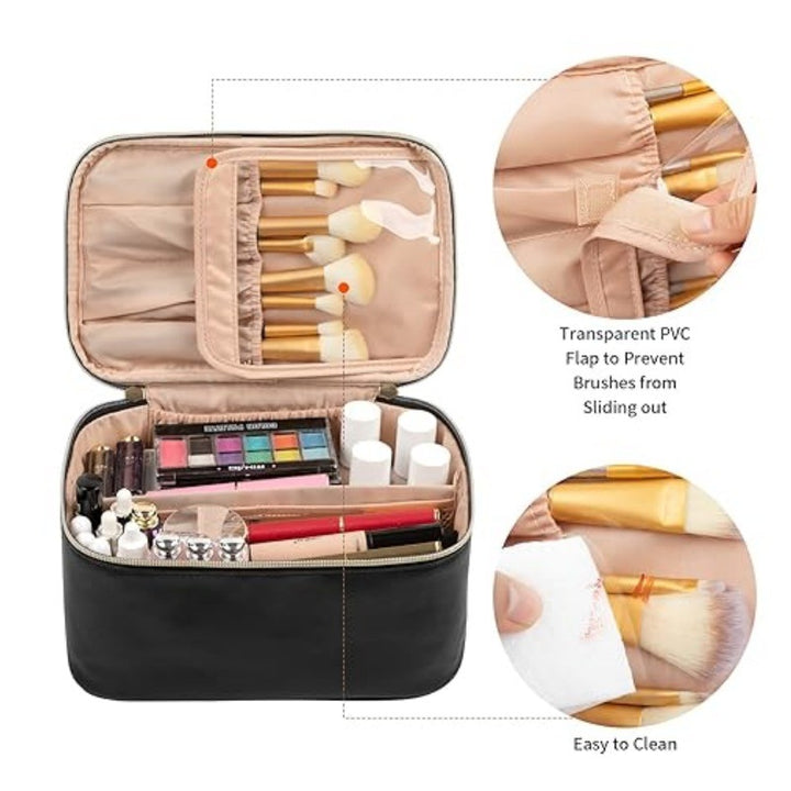 Cosmetic Organizer Bag with Structured Design and Versatile Compartments Bowlift