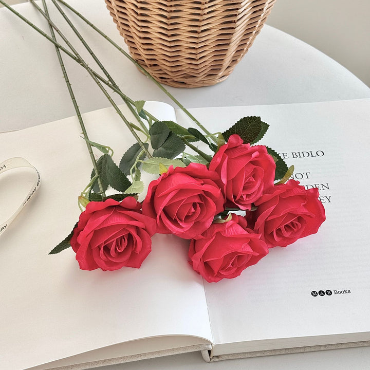 Decorative Long-Stem Silk Rose Bouquet Bowlift