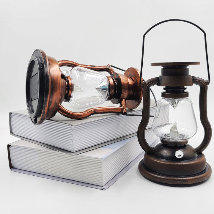 Antique-Style LED Hurricane Lantern With Flickering Flame Effect Glass Globe And Hanging Handle Portable Decorative Lamp Bowlift