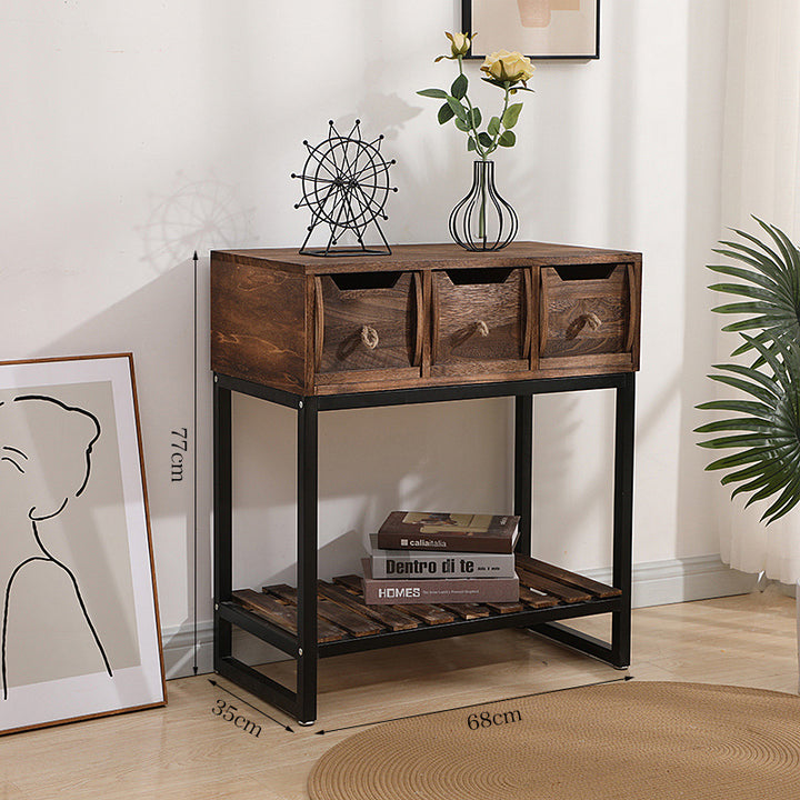 Rustic Wooden Console Table with Storage Bowlift