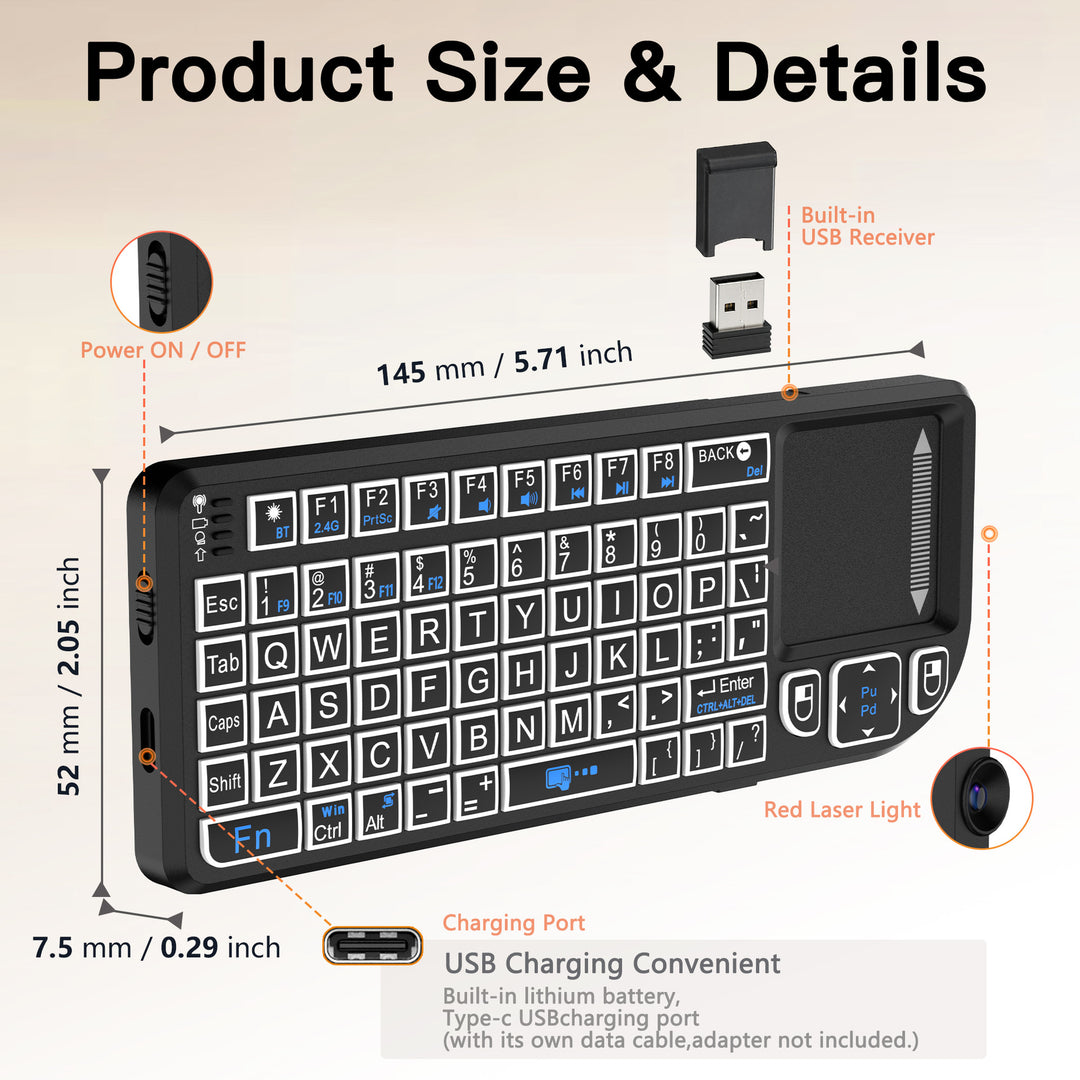 Portable Touchpad Mini Keyboard Bowlift