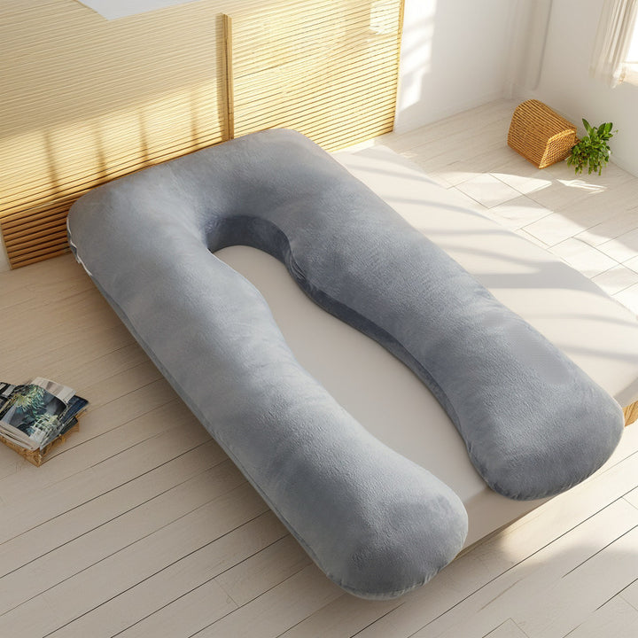 Full-Body U-Shaped Maternity Support Pillow With Removable Velour Cover