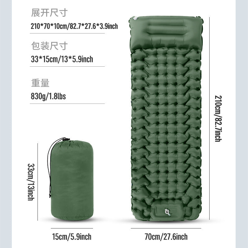 Airy and Comfortable Inflatable Sleeping Mat with Headrest Bowlift
